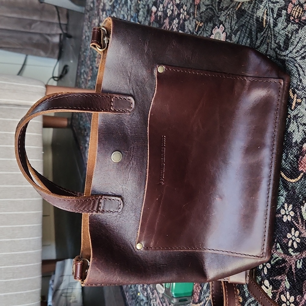 Portland leather mini crossbody bag in grizzly dark brown